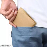 Beige textured PU leather bi-fold wallet for men on display