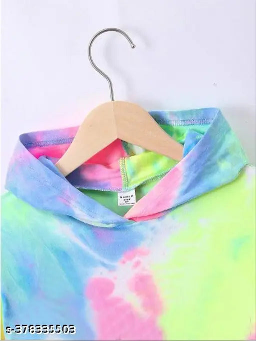 Tie Dye pattern cotton-blend kids hoodie, suitable for casual & party wear