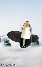 Patent leather, solid-pattern Hagam women's bellies ballerinas - slip-on, available in sizes IND-3 to IND-8. Made in India." (125 characters)