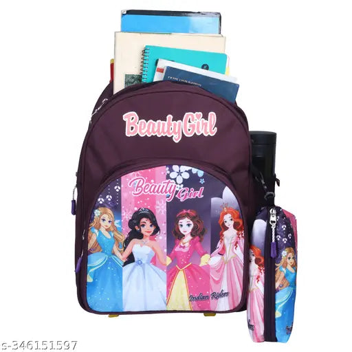 Wine-colored polyester net Indian Riders school bag for kids, 16 inches, 30 L capacity. Durable and spacious, perfect for school essentials