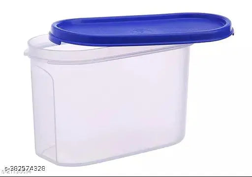 Blue Plastic Modular Fridge Container (1000ML, Pack of 12) - Airtight & Stackable for organizing pantry and kitchen items like cereals, pasta, rice, flour, sugar, coffee, tea, snacks, nuts, and spices