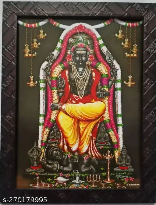 Synthetic resin Lord Guru Dakshinamurthy photo frame, 9*12 inches, Indian temple decor