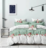 Glace cotton double king flat sheet set with 2 pillow covers, floral pattern, superfine quality - ideal for summer, upgrades bedroom aesthetic