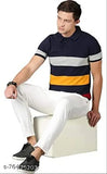 Navy blue colorblocked cotton blend short sleeved t-shirt. Quality made Suitsup product from India