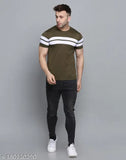 Striped cottonblend men's t-shirt, regular fit, trendy strips design for casual wear. Two pack available with up to 70% off. Men's fashion best seller. India origin
