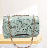 Marble print PU sling box bag, 2 compartments, free size (5in x 8in x 3in), stylish crossbody bag for women and girls