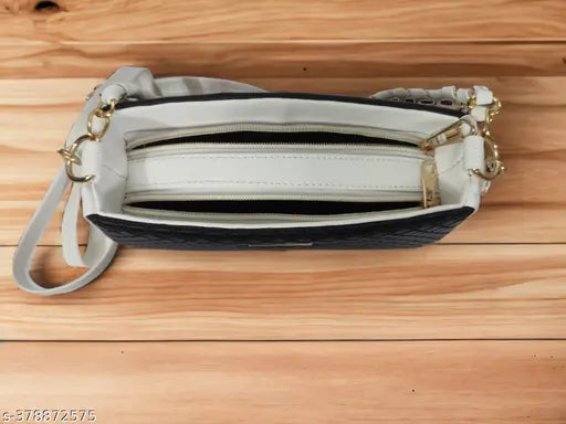 Synthetic sling bag, adjustable strap, solid net pattern, free size, Indian-made women's/girls bag