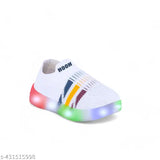 Stylish canvas and rubber slip-on sneakers for kids, waterproof, lightweight, attractive, and suitable for indoor/outdoor play. White LED lighting design ideal for night outings. Perfect fit for infants to 7-year-old boys and girls. Unisex casual knitted shoes from high-quality breathable cotton blend material. Made in India