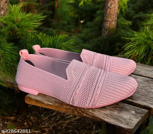 Roségold canvas slip-ons, striped partywear belly - stylish and classic design for casual, formal, or leisure outings