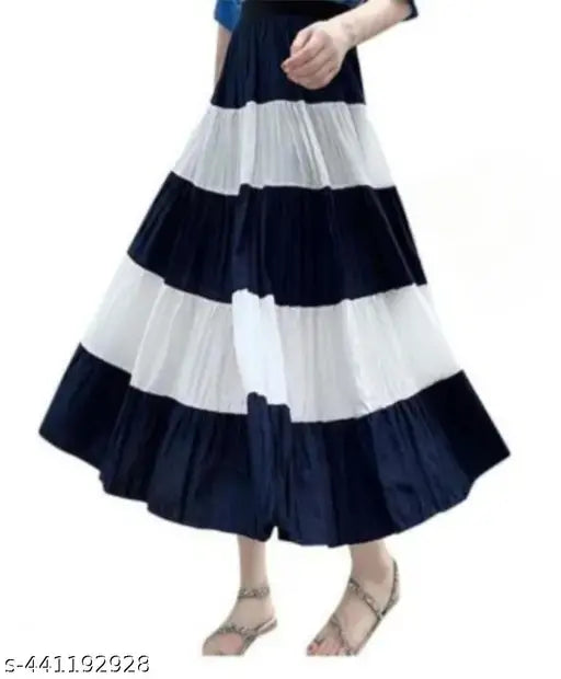 Multicolor rayon colorblocked net skirt, free size and comfortable for light occasions