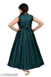 Green silk blend sleeveless fancy princess gown for girls, top-selling full length dress, best quality kids wear