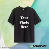 Black polyester personalized customized t-shirt, cool art design on short sleeves, available in S, M, L, XL, XXL sizes