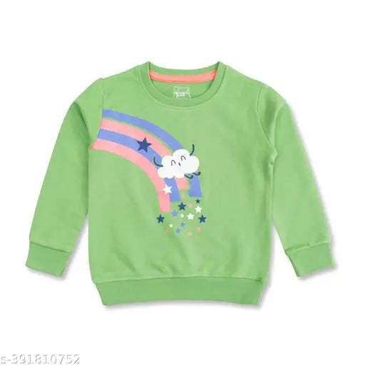 Cotton blend solid girls sweatshirt by Baby's Pride, soft and skin-friendly, ideal for winter and casual wear (2-3 Years, 3-4 Years, 4-5 Years) - Made in India