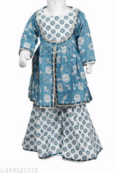 Pure cotton printed kurta sharara set in regular relax fit floral print - kids ethnic wear for all occasions