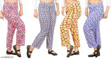 Cotton-printed women's/girls track pajama pack of 4, maxi length and soft fabric for cozy sleepwear or lounging in all seasons