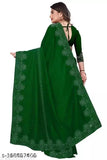 Trending green georgette saree with hotfix diamond work and chiffon blouse, embellished pattern matching border