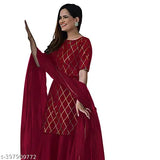 Diwali2024 Special SelfGift Arya Women's Rayon Slab Regular Fit Straight Kurta Sarara Dress with Net Lace Border and Dupatta - Indian vintage design, premium quality rayon fabric, elegant detailing