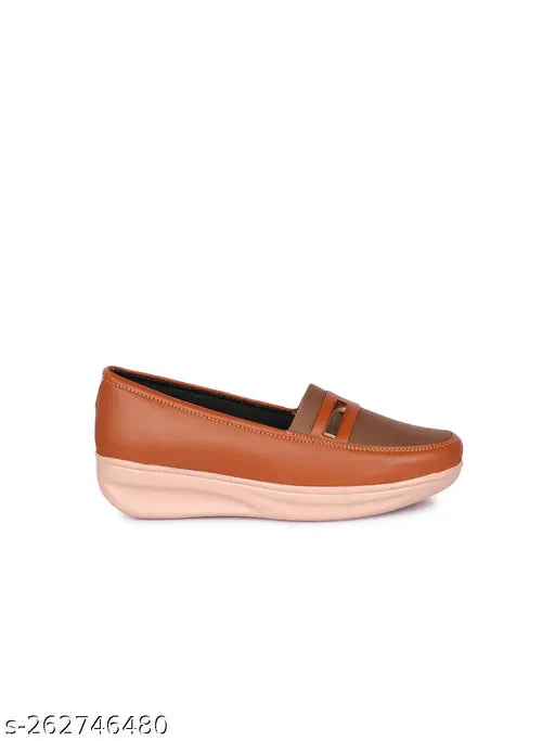 Tan synthetic ballerinas by Furiozz - elegant women's shoes with closed back, unique design & comfortable sole