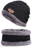 Woolen men's cap set, attractive fur-patterned beanie combo (onesize), latest addition from India