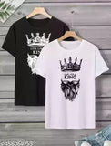 Polycotton unisex printed t-shirts, collared-less design, soft and comfortable fit for casual wear