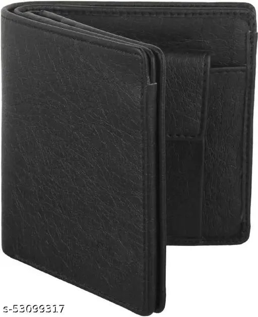 Stylish faux leather men's wallet, black, trendy design, affordable price, durable quality - Musaib India