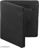 Stylish faux leather men's wallet, black, trendy design, affordable price, durable quality - Musaib India