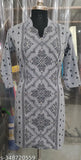 Wool three-quarter sleeve Chikankari self-design kurtis, Indian handcrafted fashion