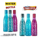 Multi-color zig zag pattern, BPA-free plastic water bottle set (6 pieces, 1L each), ideal for fridge use by kids