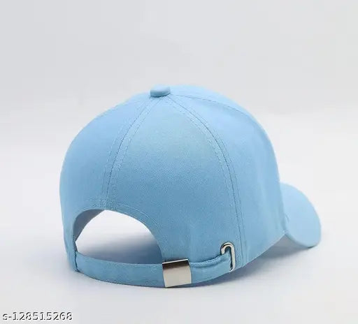 Sky blue cotton baseball cap, solid pattern, onesize pack of 1, origin India