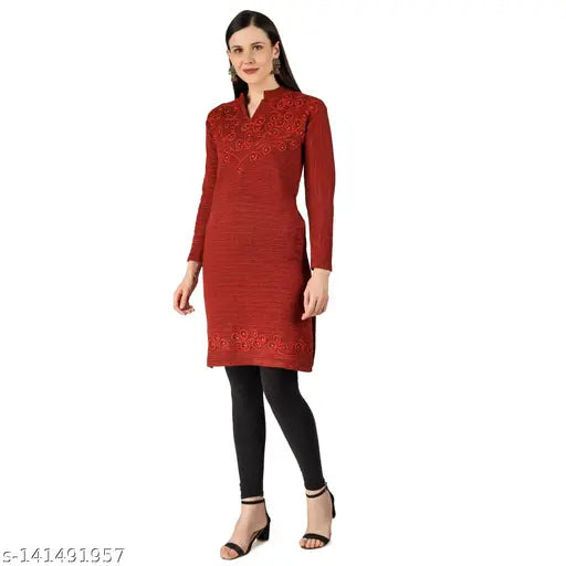 Embroidered wool kurti from the DIMSY COLLECTION, long sleeves, India
