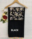 Georgette diamond print saree with sequin and lace blouse, Indian traditional attire on mannequin