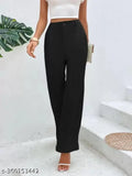 Cotton blend solid net women's trouser, featuring various sizes from 26-34 for a flattering fit, made in India