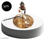 Brass Gold Laddoo Gopal Bhojan Thali, 34gm Indian religious offering