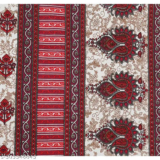White Qfab saganeri pure cotton bedsheet with 2 pillow covers, ethnic motifs on double queen size bedding by DIGITRENDZZ