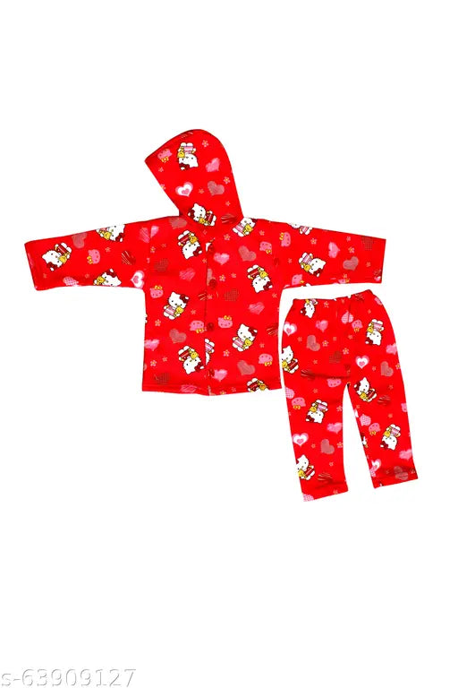 Wool winter suit set for babies with printed net pattern and long sleeves, includes sweater, pyjama, cap, and booties