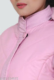 PU quilted nylon zipper jacket for women in solid color, long sleeves, size M (Bust 40in, Length 25in, Waist 38in, Hip 42in, Shoulder 42in)