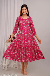 Stylish and trendy ethnic rayon kurti with three-quarter sleeves, embroidered by Urban Butterfly. Sizes S-4XL, fitting bust sizes 36in - 44in/46in. Indian printed combo on women's fashion