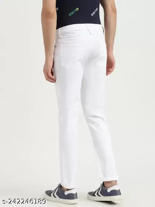 MARKVIEW mens slim fit white denim jeans, fashionable and high-quality, size 26, 28, 30, or 32 on display