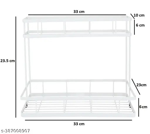 Stainless steel 2-tier spice rack organizer for kitchen storage and herbs, modern functional design