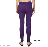 Cotton blend solid color women's jeggings by KARARO Fashion, perfect for yoga or gym sessions and casual wear