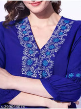 Cotton blend printed short sleeves top by new designer, size S (bust 36", length 33") - Indian fashion style