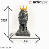 Black polyresin lion figurine, symbolizing royalty and power for home decorative showpiece (28cm)