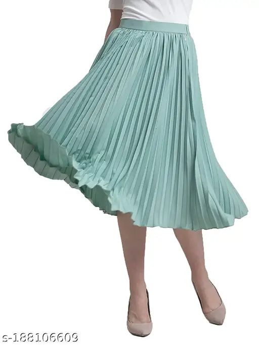 Ethnic crepe women's skirt, solid pattern, size 26-36, Indian origin