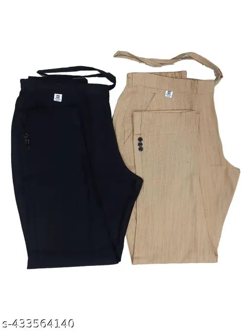 Solid cotton women's pants combo (pack of 2), breathable and comfortable for everyday wear