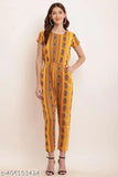 Printed rayon jumpsuit for women and girls with short sleeves, vibrant pattern, available in sizes S, M, L