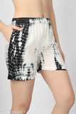 Women's black tie-dye Viscose Rayon top & shorts set, stylish casual nightwear with half sleeves and club neckline, comfortable bottoms with side pockets