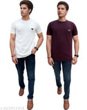 WhiteWine Cotton-Poly blend T-shirt, round neck, double stitched, regular fit, short sleeves, solid color, branded men's combo pack of 2 (M, L, XL) - Made in India