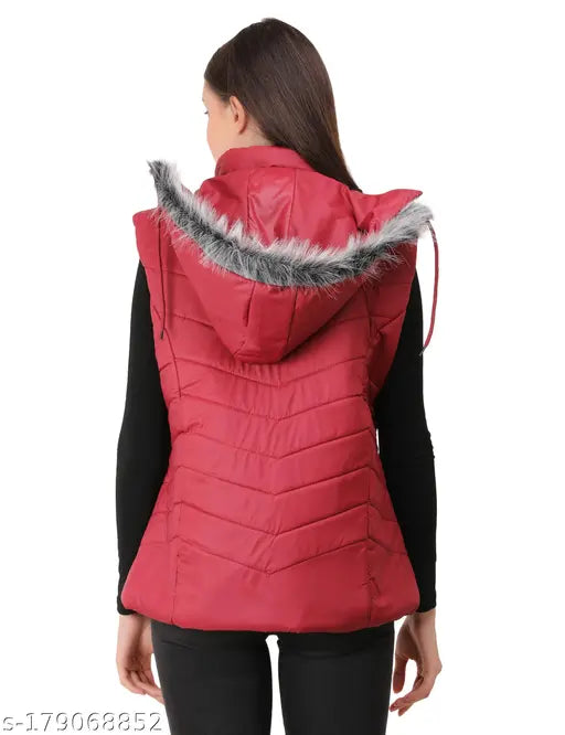 Trendy nylon sleeveless jacket for women, solid color, multiple sizes available, suitable for travel and leisure