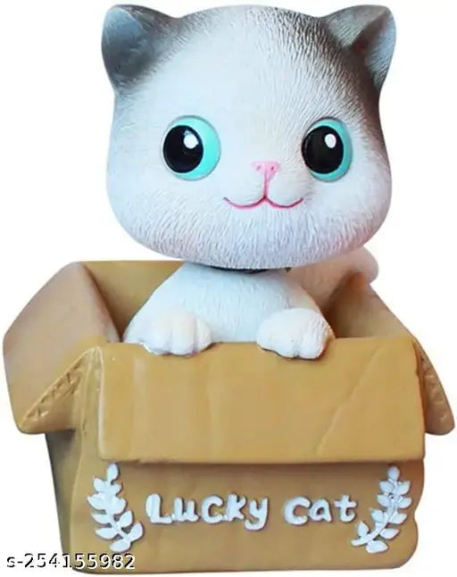 Resin cat bobble head dashboard decoration, shaking head, environmentally friendly, auto interior and home office desktop décor