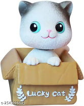 Resin shaking head cat ornament, environmentally friendly auto interior decoration for car dashboard or home office desk, vibrant and cute cat figurine gift for various occasions